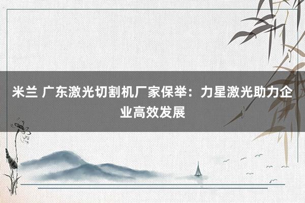 米兰 广东激光切割机厂家保举：力星激光助力企业高效发展