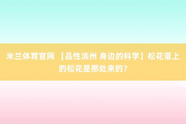 米兰体育官网 【品性滨州 身边的科学】松花蛋上的松花是那处来的？