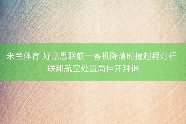 米兰体育 好意思联航一客机降落时撞起程灯杆 联邦航空处置局伸开拜谒